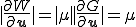 |\frac{\partial W}{\partial\b{u}}|=|\mu||\frac{\partial G}{\partial \b{u}}|=\mu 