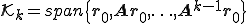 \cal{K}_k=span\{\b{r}_0,\b{A}\b{r}_0,\ldots,\b{A}^{k-1}\b{r}_0\}