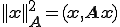 ||\b{x}||^2_{\b{A}}=(\b{x},\b{A}\b{x})