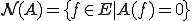 \cal{N}(A)=\{f\in E|A(f)=0\}