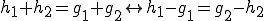 h_1+h_2=g_1+g_2 \leftrightarrow h_1-g_1=g_2-h_2