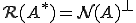 \cal{R}(A^*)=\cal{N}(A)^{\bot}