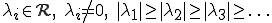 \lambda_i\in \cal{R},\quad \lambda_i\ne 0,\quad |\lambda_1|\ge|\lambda_2|\ge|\lambda_3|\ge\ldots